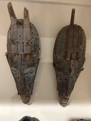 Pair of Antique Leather and Wood Shields (possibly tribal or ceremonial)