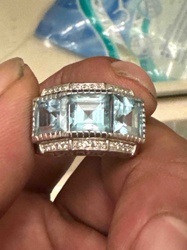 Aquamarine and Diamond Accent Cocktail Ring