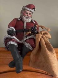 Shelf-Sitting Santa Claus Figurine with Sack