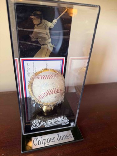 Chipper Jones Autographed Baseball Display with Certificate of Authenticity