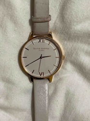 Olivia Burton "The Dandy" or similar series Quartz Watch with Rose Gold-Tone Case and White Leather Strap