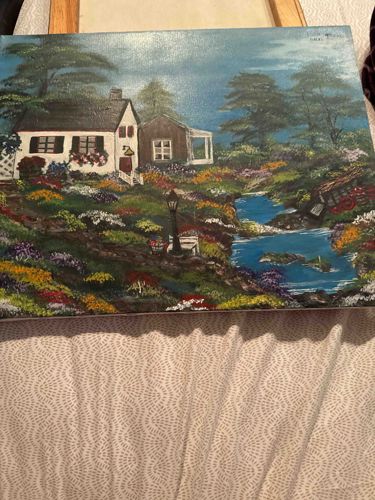 Untitled Cottage and Garden Landscape Painting