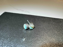 Inlaid Turquoise and Mother-of-Pearl Sterling Silver Stud Earrings