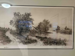 Rural River Landscape Print with Figure