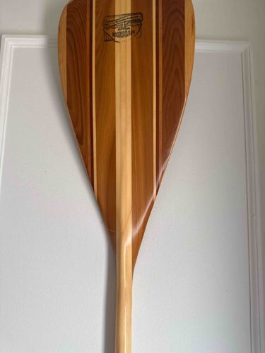 Striped Wooden Canoe Paddle with 'Hudson Bay' Logo