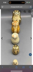 Set of 5 Hand-Painted Cat Nesting Dolls (Matryoshka)