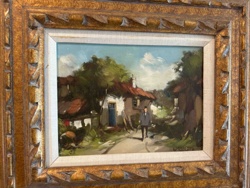 W. Kool Oil Painting - Rural Landscape with Figure