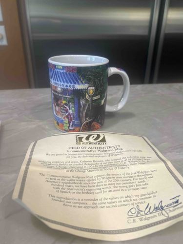 Walgreens Commemorative Centennial Mug with Deed of Authenticity