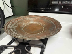 Antiqued Copper Round Serving Tray or Charger Plate