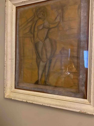 Cubist-Style Female Nude Drawing