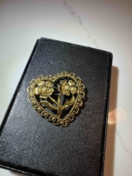 Vintage Heart and Floral Brooch
