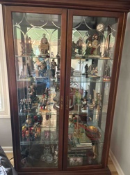 Illuminated Double-Door Wood and Glass Display Cabinet