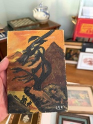 Desert Landscape Painting with Horseman