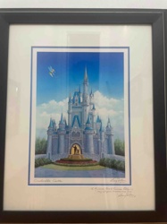 Framed Cinderella Castle Art Print with 'Partners' Statue