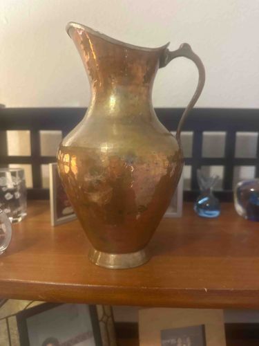 Hammered Copper and Brass Pitcher
