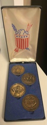 Set of Four Commemorative American History Medals in Display Case