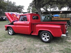 Customized Red Chevrolet C10 Pickup Truck