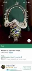 Murano Art Glass Posy Basket