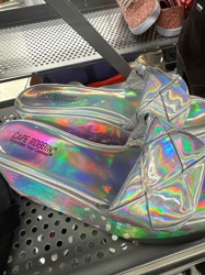 Cape Robbin Holographic Iridescent Platform Slide Sandals