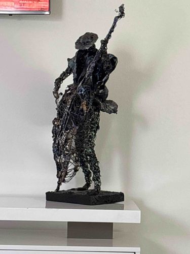 Abstract Wire Musician Sculpture (Upright Bass Player)
