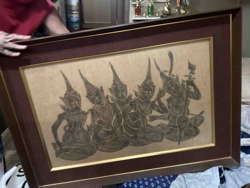 Framed Thai Musicians Engraving/Rubbing