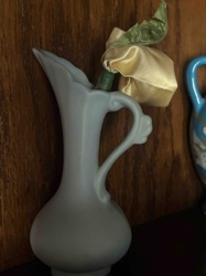 Matte Grey Ceramic Pitcher with Faux Flower