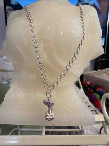 Balinese Sterling Silver and Amethyst Briolette Tassel Pendant Necklace