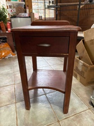 Vintage Wooden Side Table with Drawer and Shelf