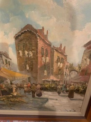 European Street Scene Oil Painting by Nizza