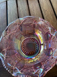 Iridescent Pink Carnival Glass Bowl