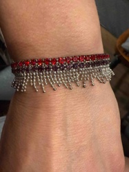 Two-Row Rhinestone and Fringe Bracelet