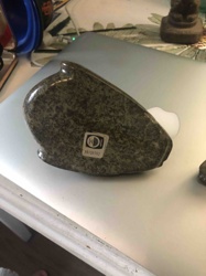 Polished Mottled Stone Sculpture with Identification Label