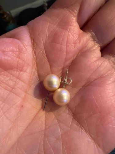 Peach Freshwater Cultured Pearl Stud Earrings