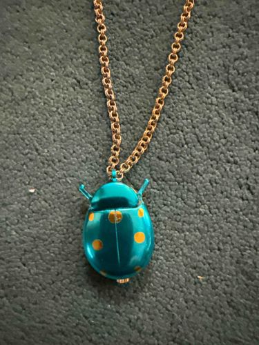 Teal Beetle Pendant Necklace