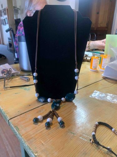 Artisan Mixed Bead Tassel Necklace on Cord