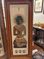 Framed Mixed Media Buddha Artwork with Seed/Grain Inlay