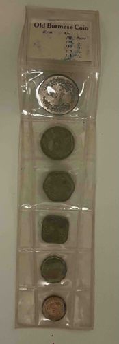 Old Burmese Coin Set in Display Holder