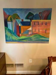Abstract Cubist-Inspired Landscape Painting