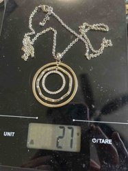 Gold-Tone and Rhinestone Triple-Ring Pendant Necklace