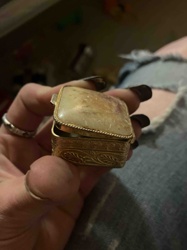 Vintage Gold-Tone and Stone-Topped Pill Box