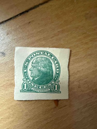 Thomas Jefferson 1-Cent US Postal Card Cut Square