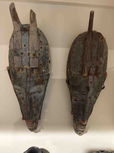 Pair of Antique Leather and Wood Shields (possibly tribal or ceremonial)