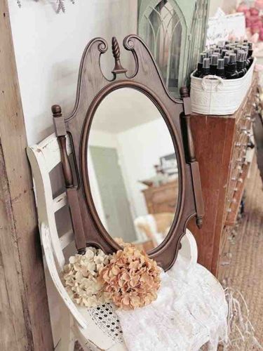 Vintage Wooden Swivel Vanity Mirror