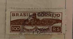 Brazil 100 Reis Correo 'Winged Mercury' Postage Stamp