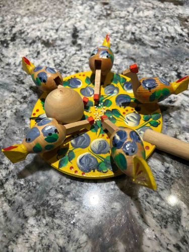 Hand-Painted Wooden Pecking Chicken Perpetual Motion Toy