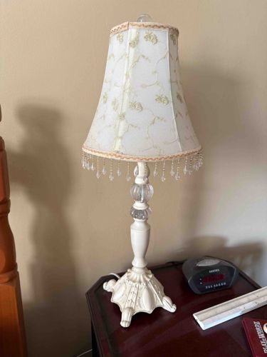 Ornate Decorative Table Lamp with Beaded Shade