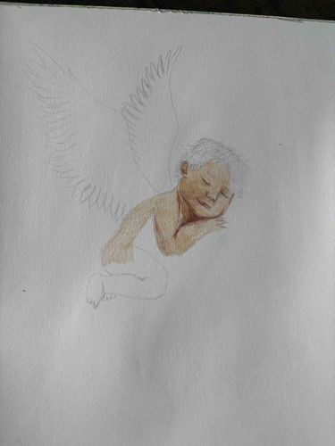 Incomplete Drawing of a Sleeping Cherub
