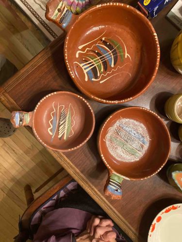 Set of Three Mexican Terracotta Handled Bowls