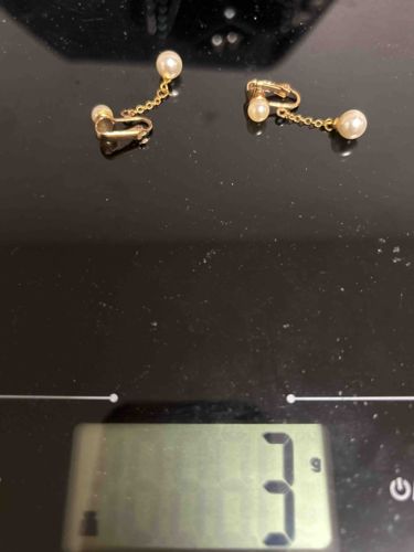 Vintage Gold Tone Pearl Dangle Clip-On Earrings