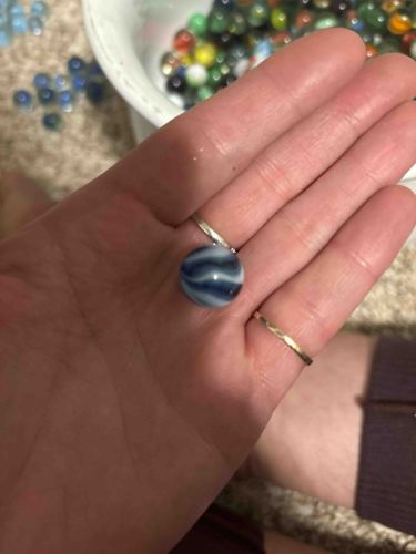 Vintage Blue and White Swirl Glass Marble